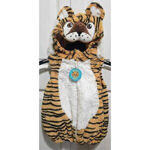 Going Wild Baby Tiger Costume 6-9 M Zip Plush Bubble One-Piece Hoodie Halloween
